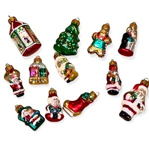 Twelve Miniature Vintage Glass Ornaments